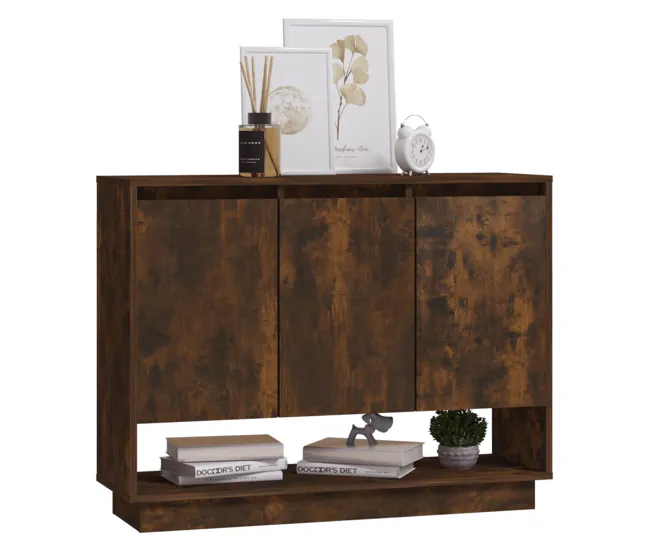 vidaXL Aparador de madera de ingenierí roble ahumado 97x31x75 cm para Dispositivos de Alto Consumo