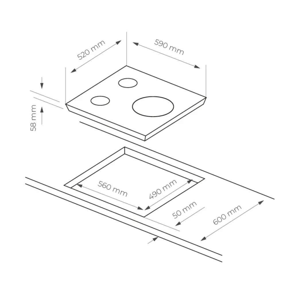 Alta Duración Placa de inducción Svan SI3600 3 fuegos 6200W 9 niveles negro 59 cm