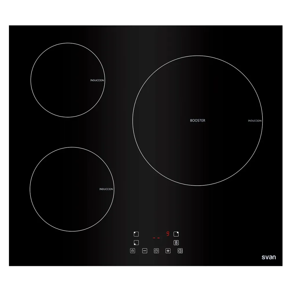 Alta Duración Placa de inducción Svan SI3600 3 fuegos 6200W 9 niveles negro 59 cm