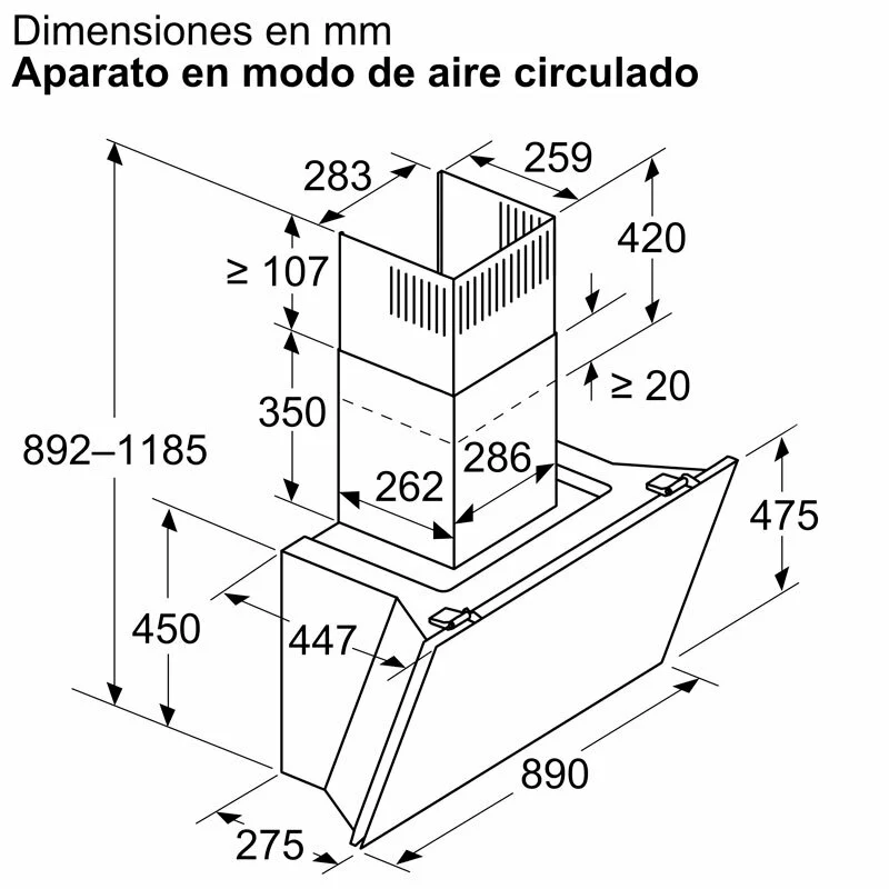 Baterías Recargables Campana de pared Balay 3BC599AN Cristal Negro