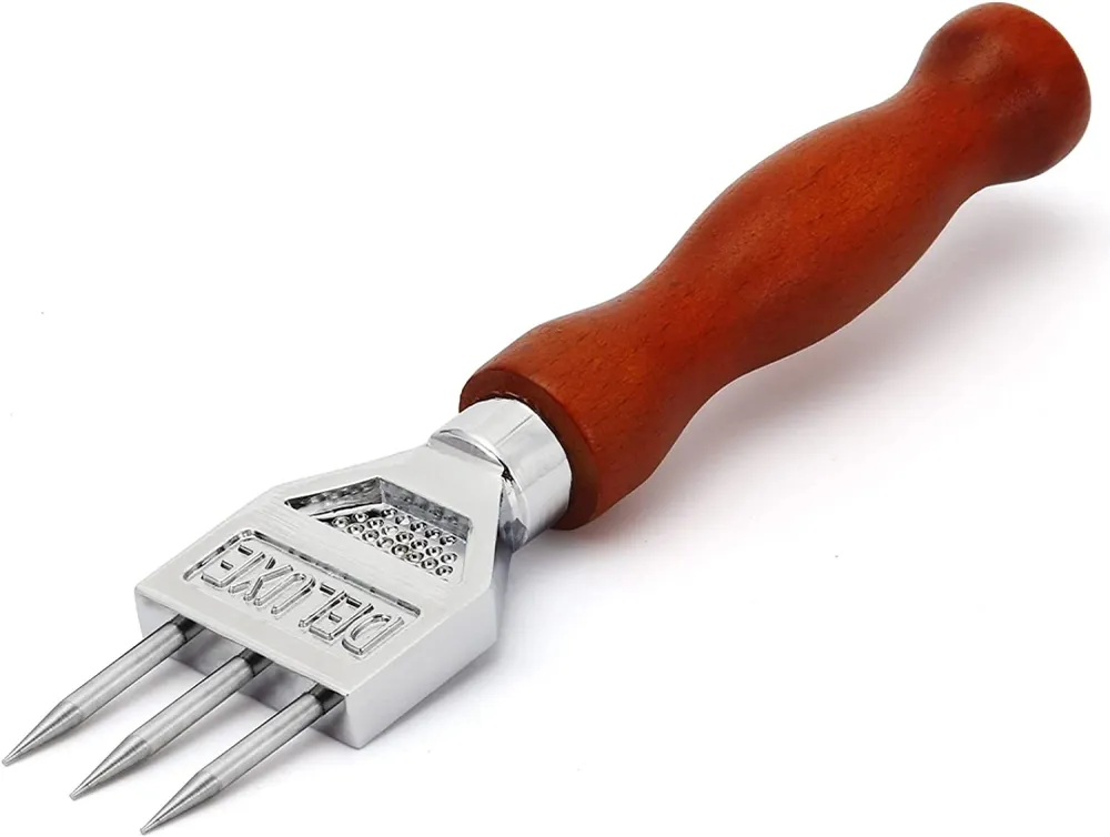 Baterías Recargables Pica hielo de acero inoxidable con mango de madera 3 PUNTAS.