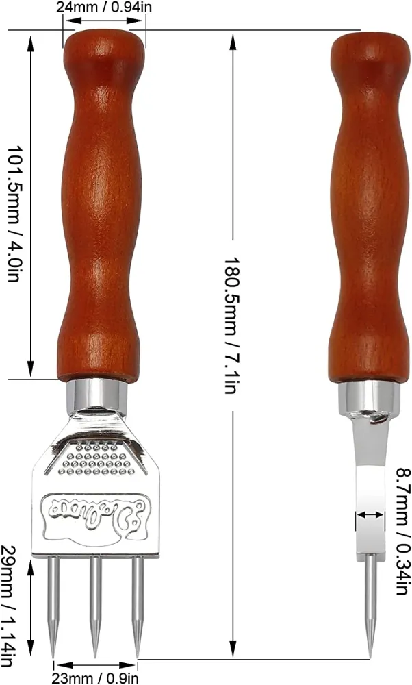 Baterías Recargables Pica hielo de acero inoxidable con mango de madera 3 PUNTAS.
