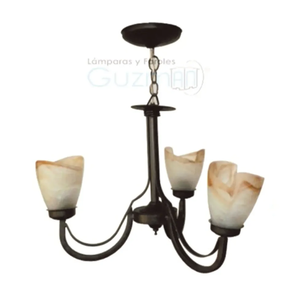 Candil modelo 314 3 luces con pantallas blanco marmolmca guzman