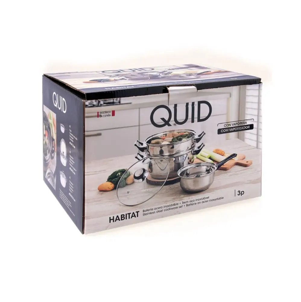 Cargador Inteligente Baterí de cocina Habitat Quid 3 piezas acero inoxidable