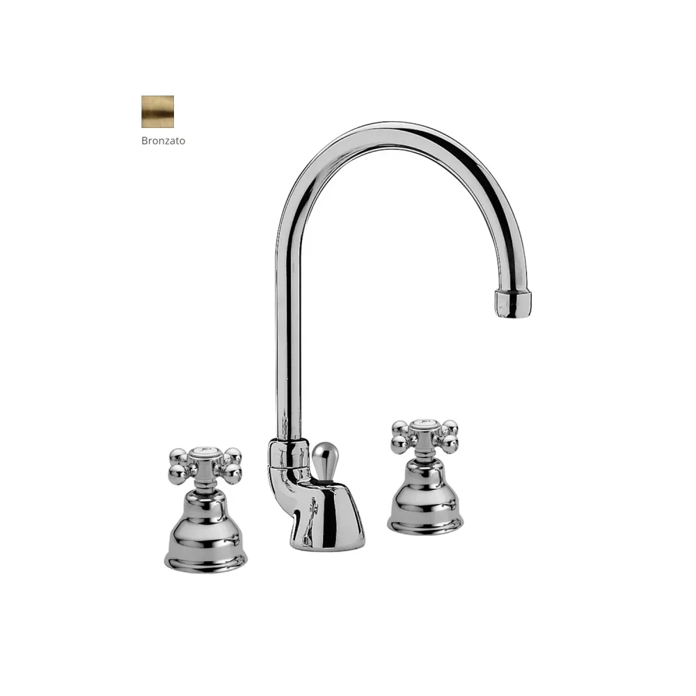 Cargador Inteligente Baterí de lavabo 3 orificios con caño orientable Paffoni serie Viola - Bronceado