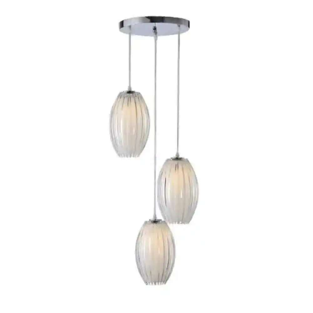 Cargador Inteligente Colgante 3 luces acrilico/cristal opalino 3x60w.Th0105/3