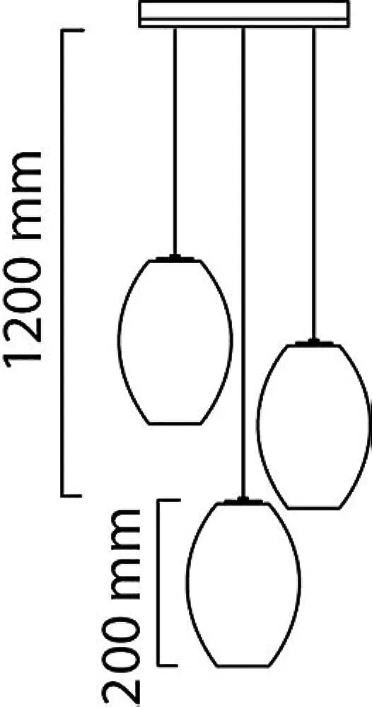 Cargador Inteligente Colgante 3 luces acrilico/cristal opalino 3x60w.Th0105/3