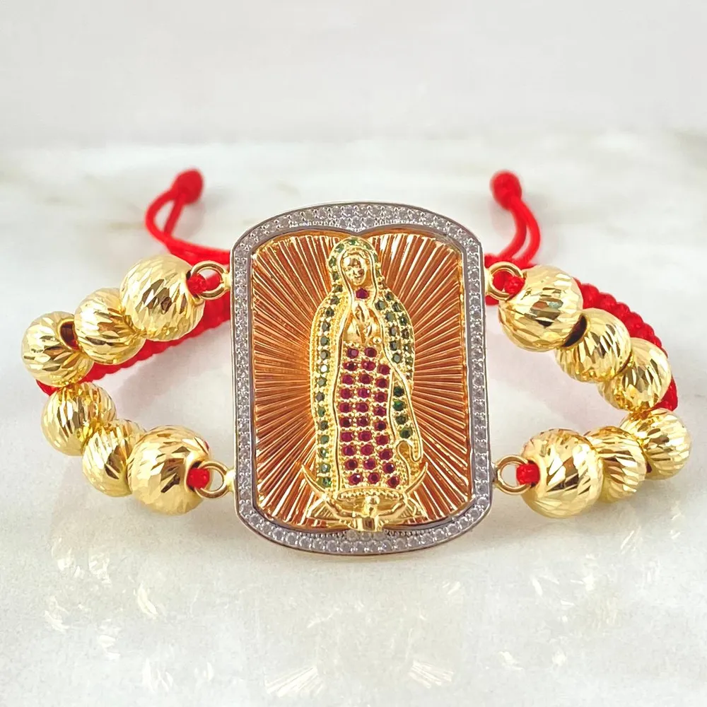 Cargador Inteligente Pulsera Roja Herraje Virgen Guadalupe 13.1gr / Tres Oros 18K ©