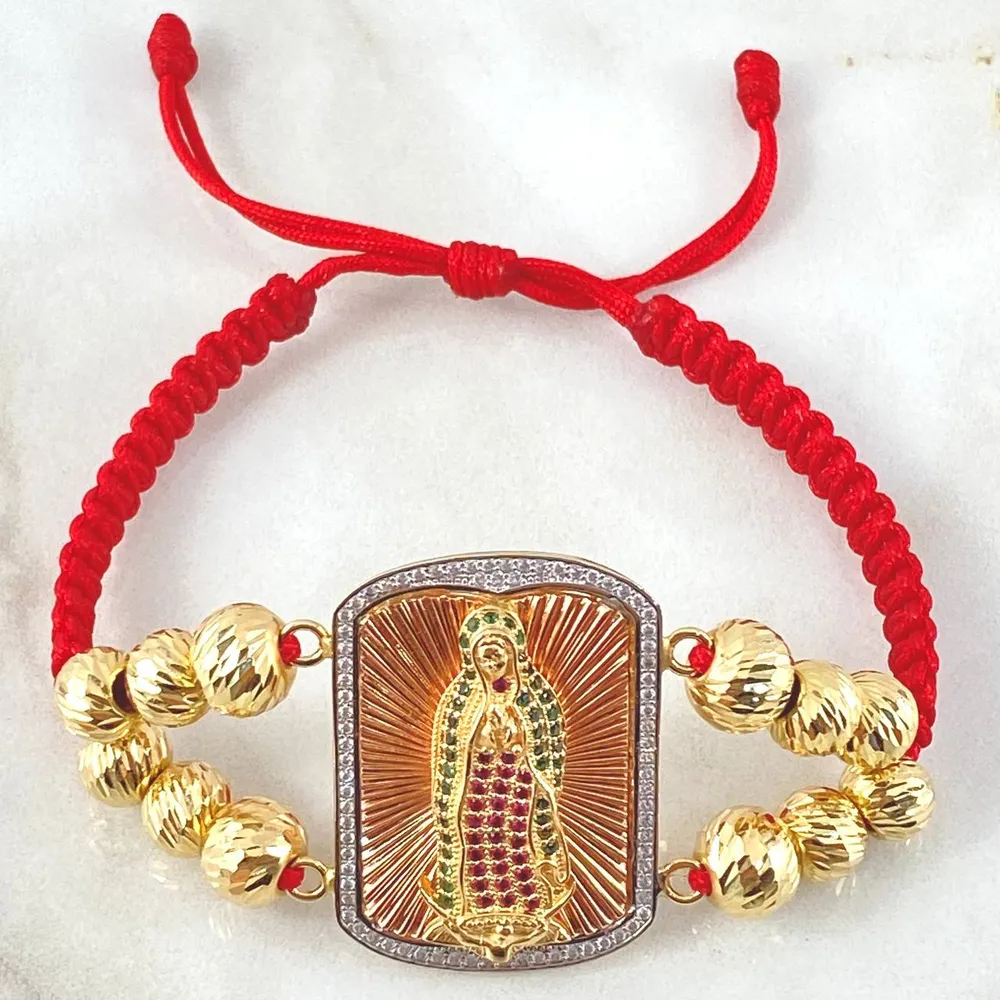 Cargador Inteligente Pulsera Roja Herraje Virgen Guadalupe 13.1gr / Tres Oros 18K ©