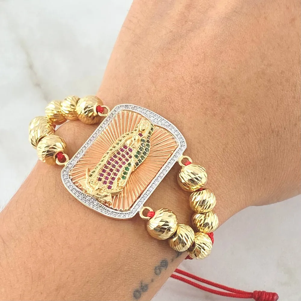 Cargador Inteligente Pulsera Roja Herraje Virgen Guadalupe 13.1gr / Tres Oros 18K ©