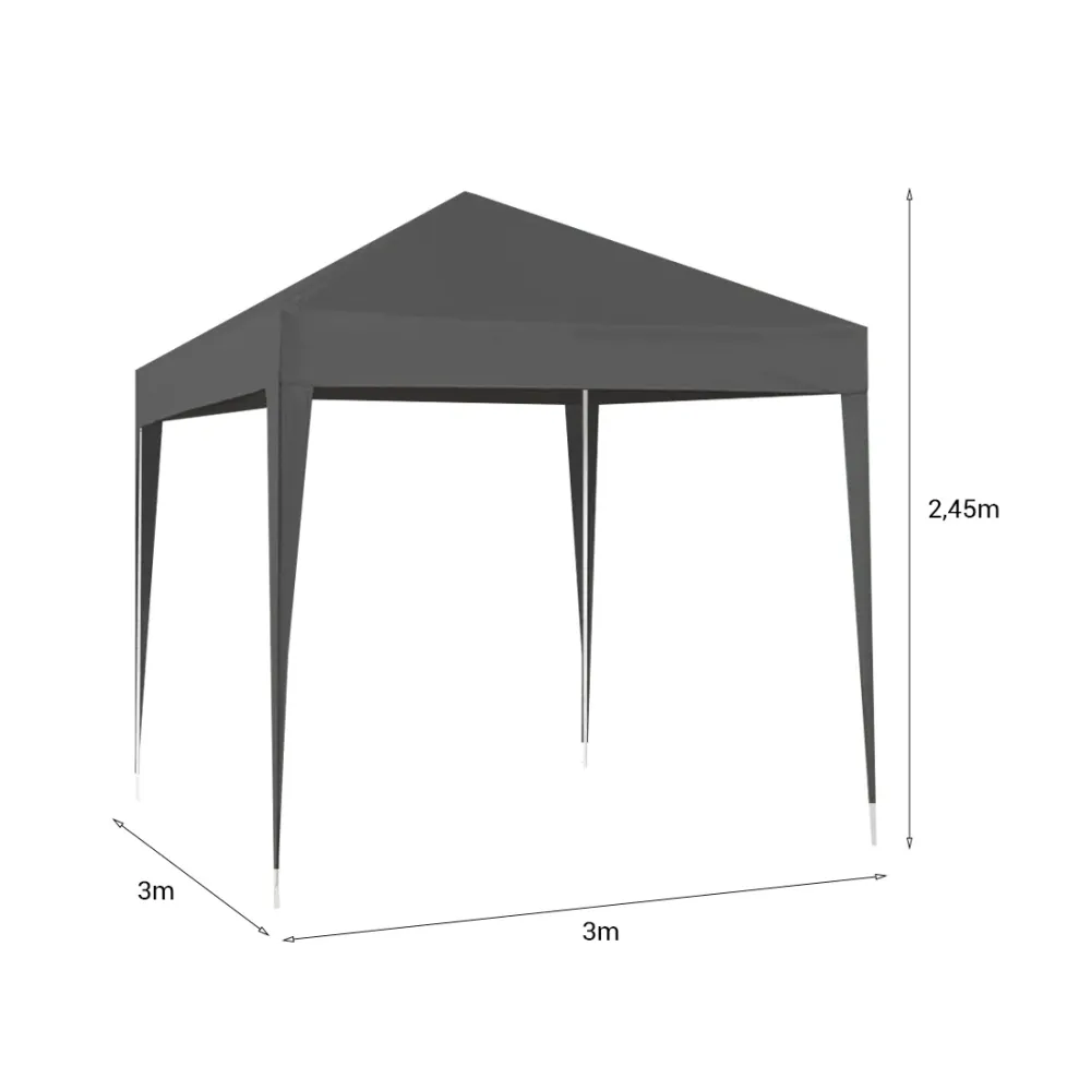 Cenador Gris Resistente UV 3x3M con Tecnologí de Larga Duración