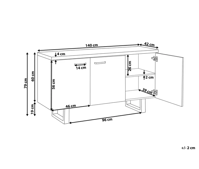 Certificadas CE Cómoda 3 puertas madera oscura TIMBER