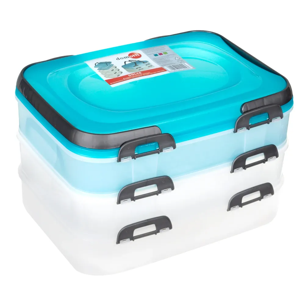Contenedor de alimentos Domotti Dolce mix de tres pisos azul AA - 24 Unidades