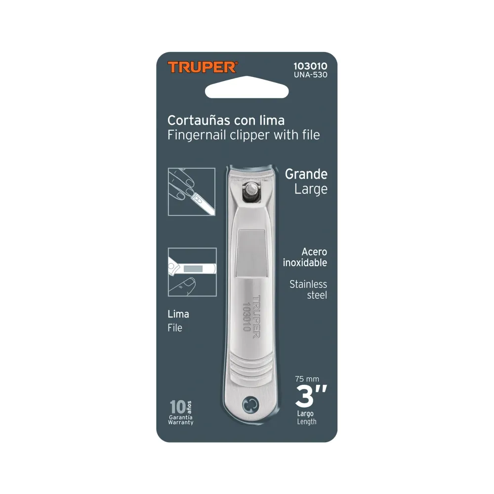 Corta uñas 3' acero inoxidable, Truper para Dispositivos de Alto Consumo
