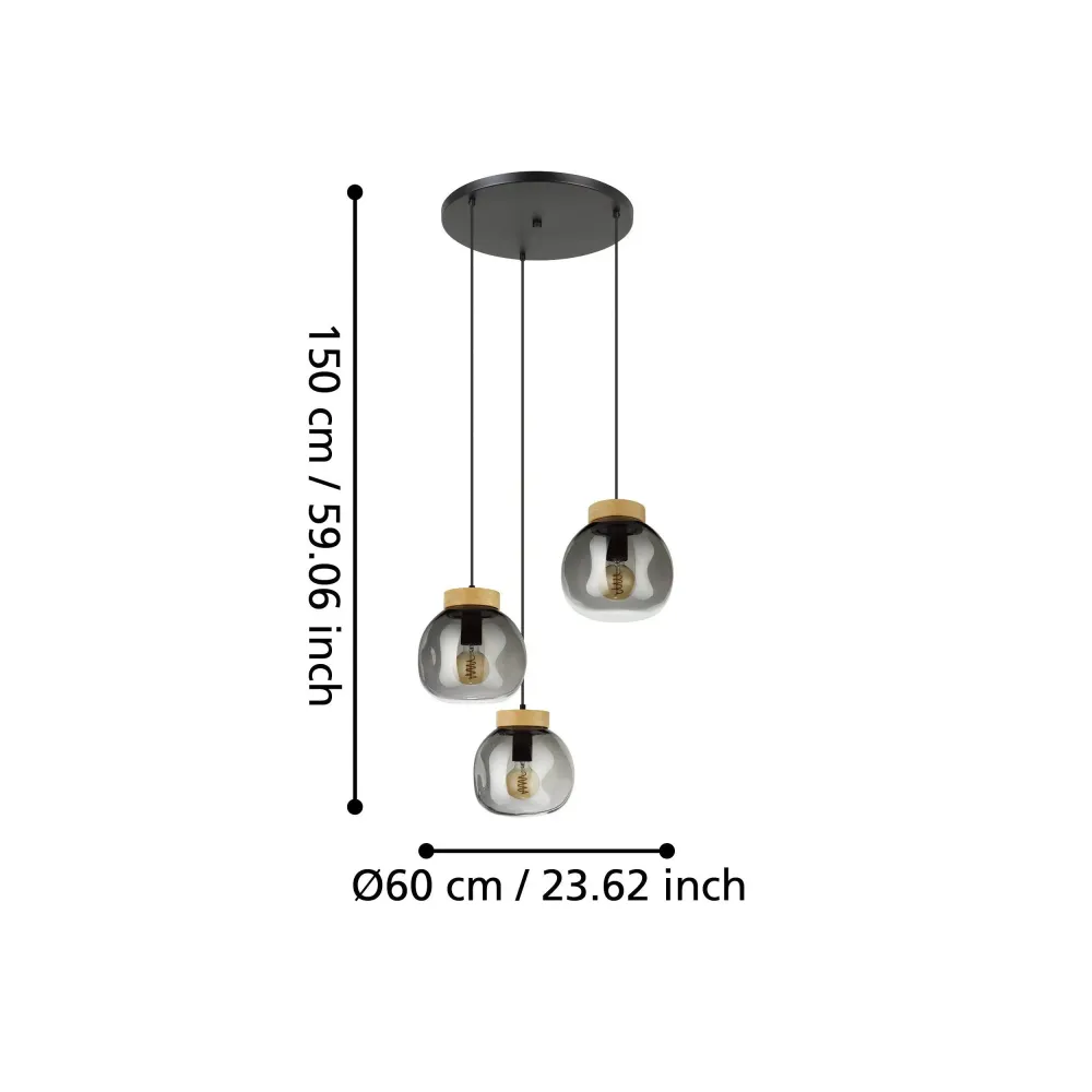 Lampara colgante eglo magacela 3 luces con Estuche de Almacenamiento
