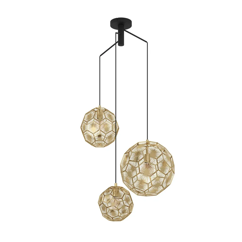 Lampara colgante eglo skoura laton de 3 luces con Certificación RoHS