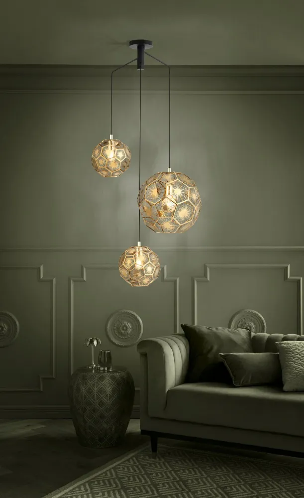 Lampara colgante eglo skoura laton de 3 luces con Certificación RoHS