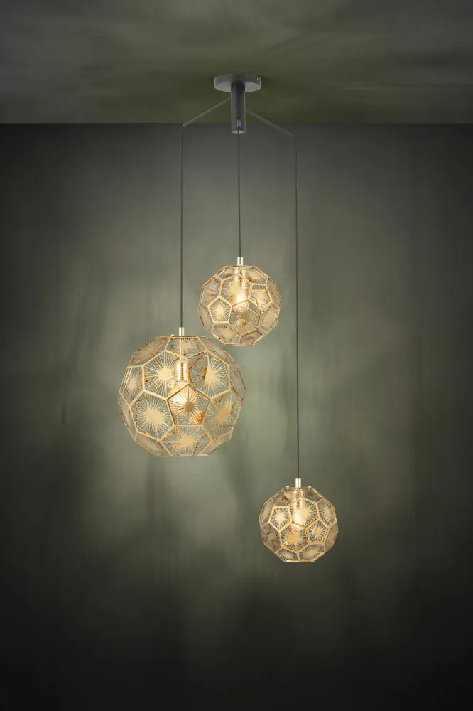 Lampara colgante eglo skoura laton de 3 luces con Certificación RoHS