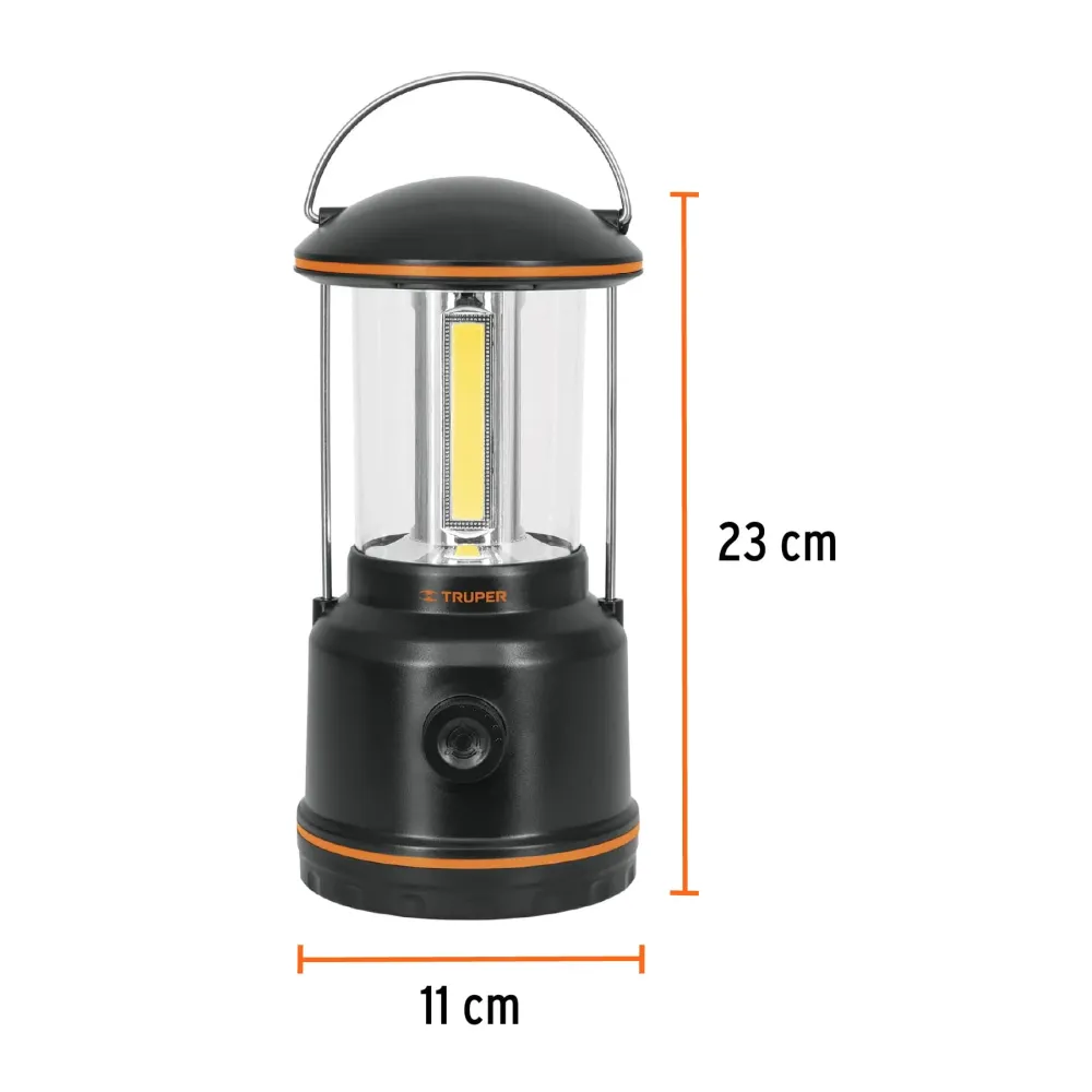 Lámpara LED de campamento, tipo farol, contiene 3 pilas D