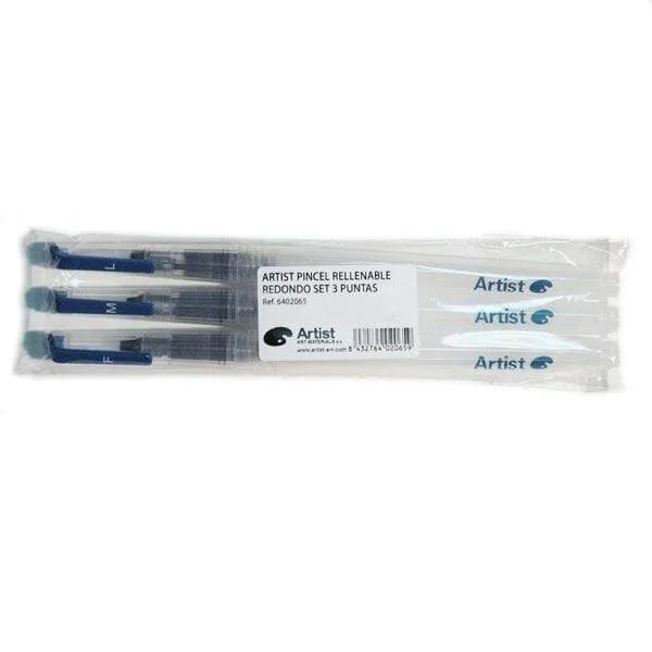 Pack de Pilas Pinceles recargables, 3 unidades deposito agua redondo set tres puntas