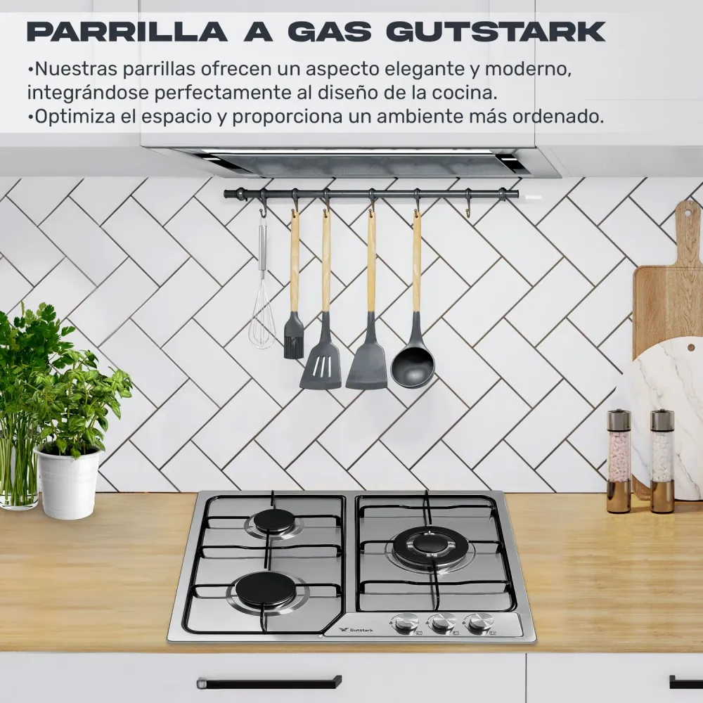 Parrilla 3 Quemadores Acero Inoxidable Templado con Garantí