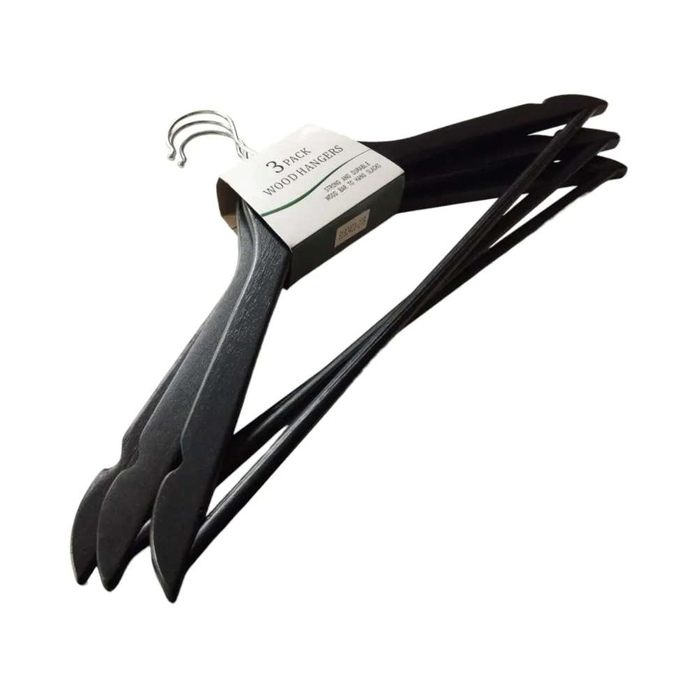 Perchas Negras de Madera x3 para Juguetes