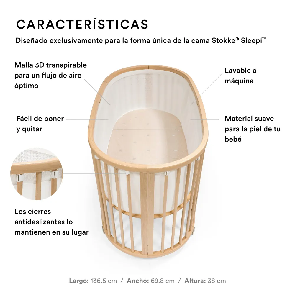 Pilas Alcalinas Stokke Forro de Malla para Cuna Sleepi V3
