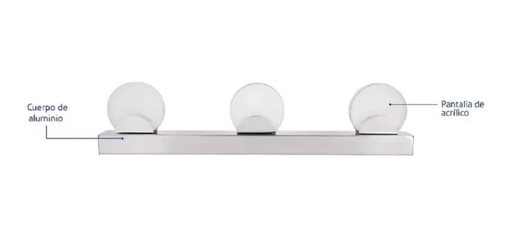 Pilas de Baterí Arbotante Decorativo de LED para baño 3 spots