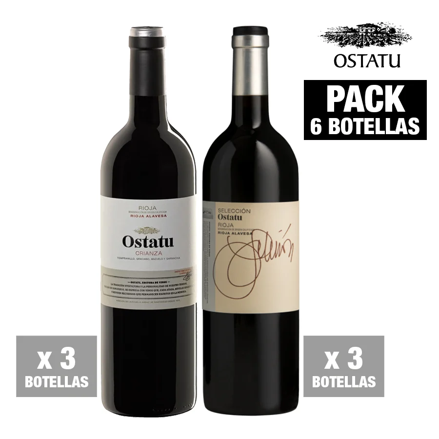 Pilas de Baterí Pack 3 botellas Ostatu Crianza + 3 Ostatu Selección