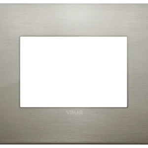 Placa classic 3 mod. Acero inox. Cepillado arke vimar