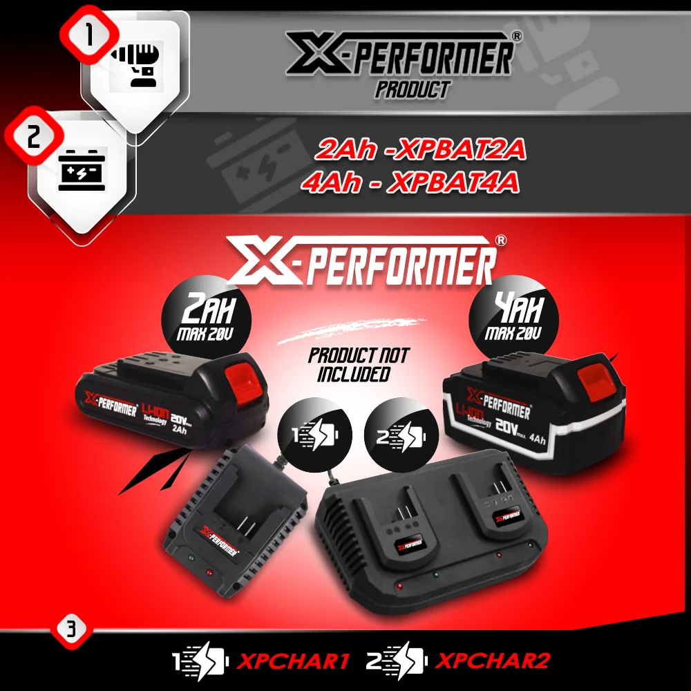 Pompe vide-cave sur batterie 20V – 3000 L/h – immersion 5 m – sans batterie – X-Performer
