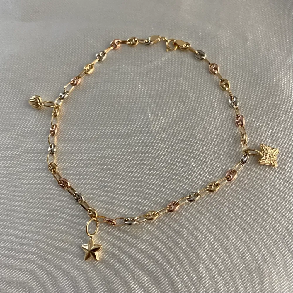 Pulso Gc 3.0gr/19.15cm Decorado "Corazon-Estrella-Mariposa" Tres Oros | Envío Rápido