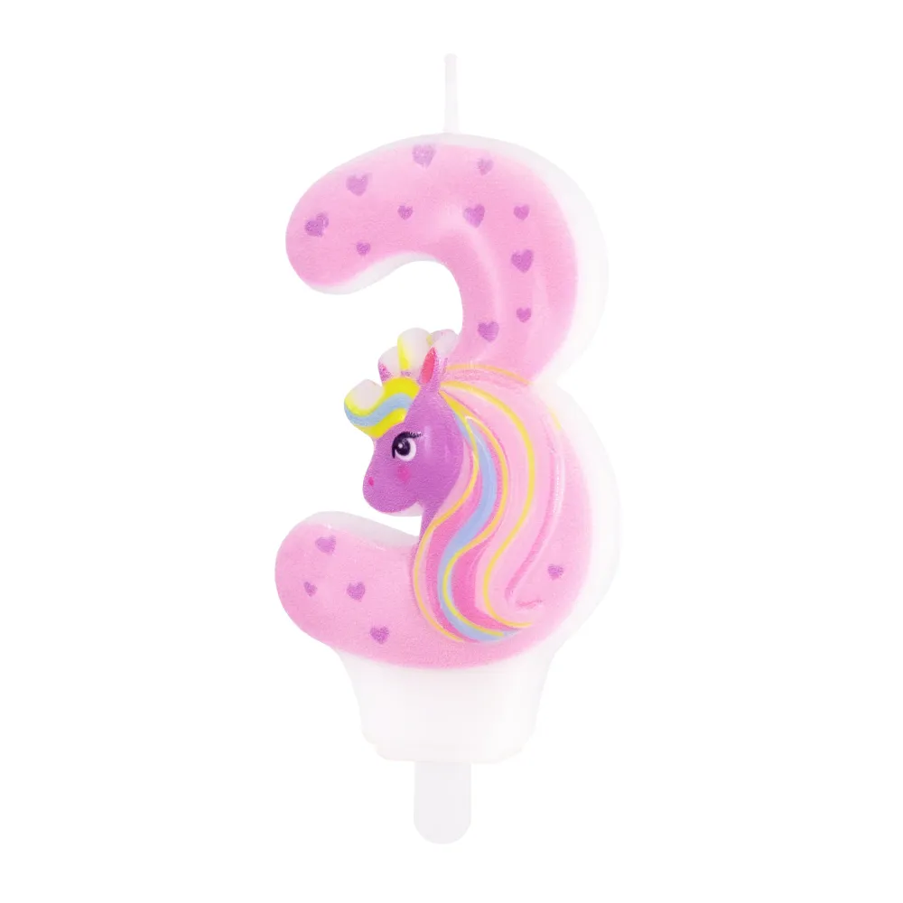 Vela tarta unicornio número 3