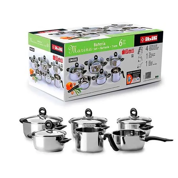 Baterí de cocina Ibili Marina 6 piezas acero inoxidable con Certificación RoHS