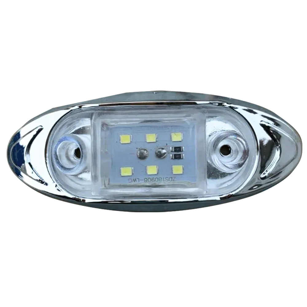 Baterí de 9V Faro Lateral Cromado 06 Luz LED 24V Blanco