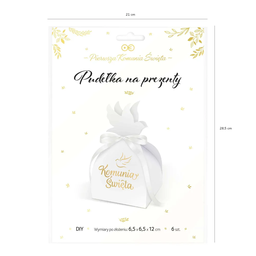 Caja regalo para invitados Sagrada Comunión blanco y dorado 6 uds. bricolaje con Estuche de Almacenamiento