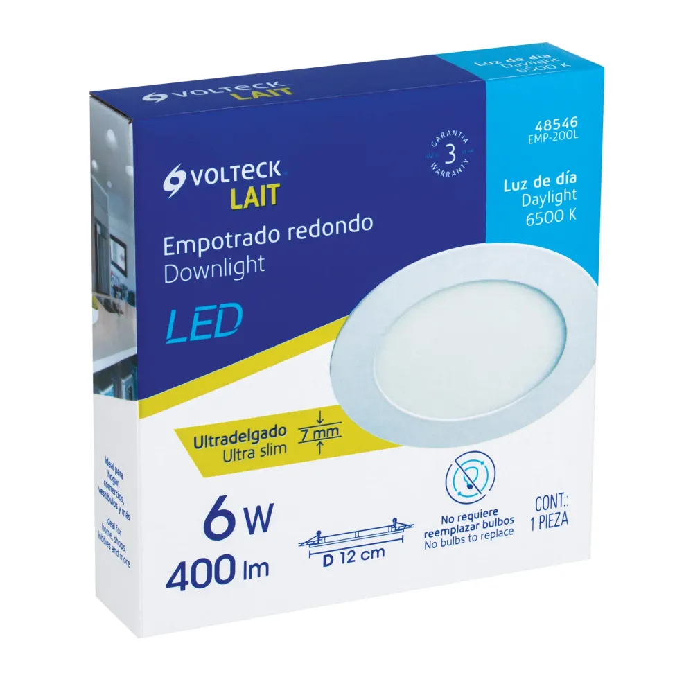Cargador Inteligente Luminario led estrecho de empotrar redondo, 6500K, 6W