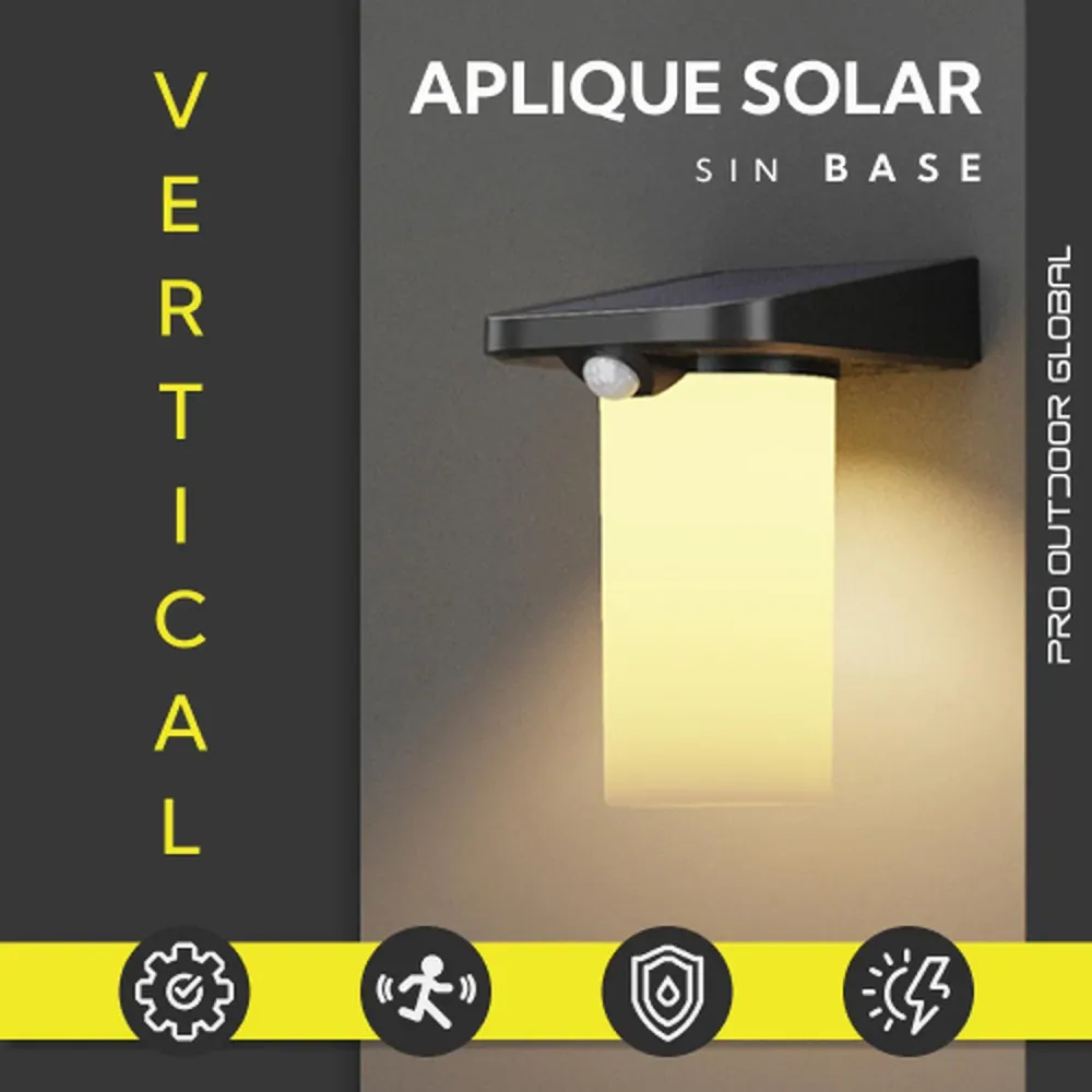 Certificadas CE Pack 6 Unidades Aplique Solar vertical Sin Base Contra Agua Con Sensor De Movimiento