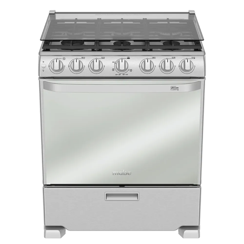 Estufa de piso 76cm 6 quemadores acero inox Mabe