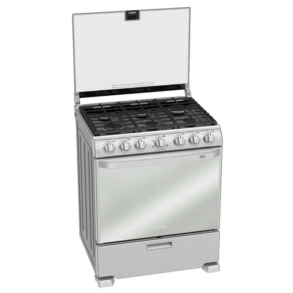 Estufa de piso 76cm 6 quemadores acero inox Mabe