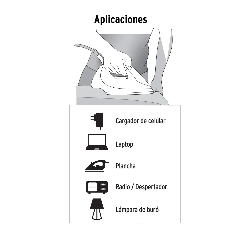 Extensión eléctrica doméstica 6 m clavija recta, blanca VOLTECK ED-6BR para Dispositivos de Alto Consumo