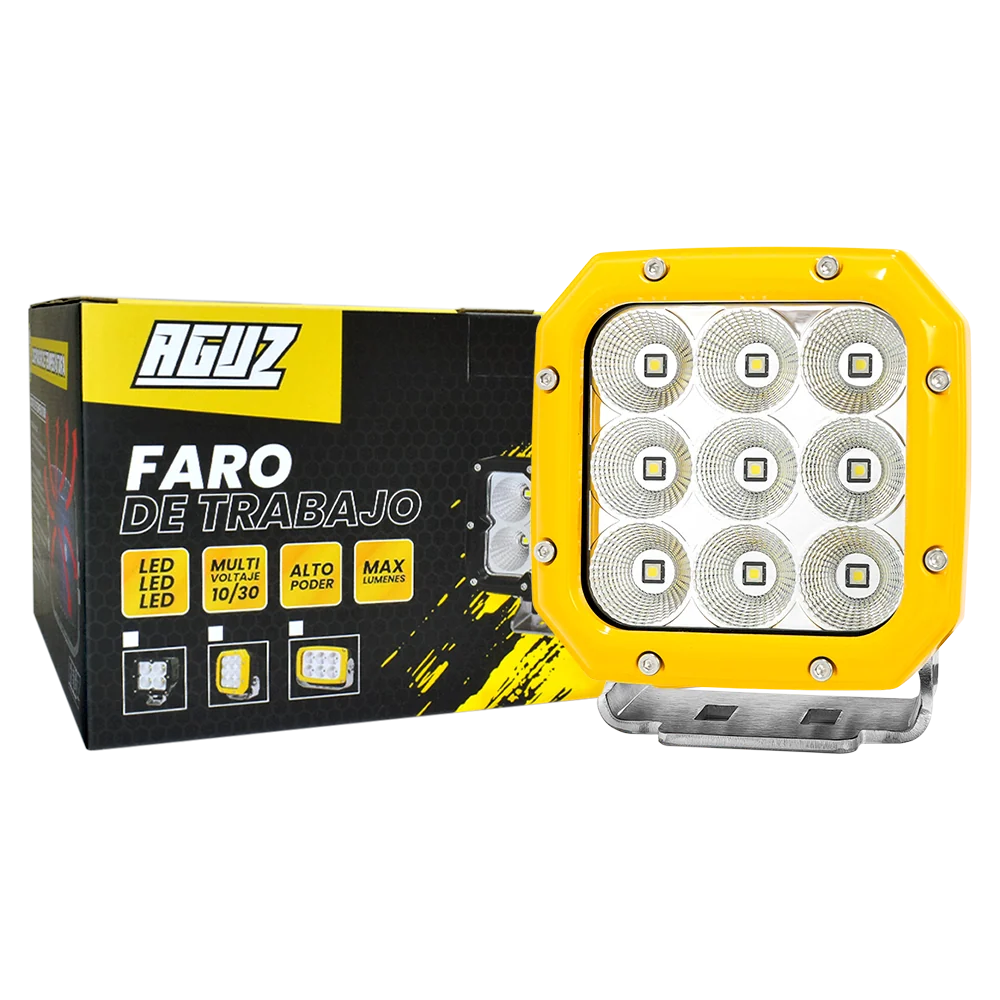 Faro de Trabajo 6" Robusto 9 LED Cuadrado Luz Blanca AGUZ