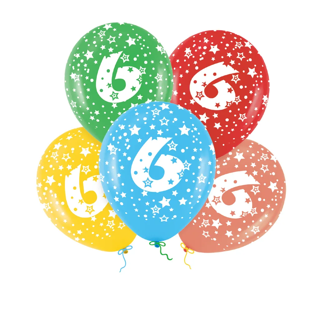 Globos de colores con el numero 6 | Recargables 1000 Veces |
