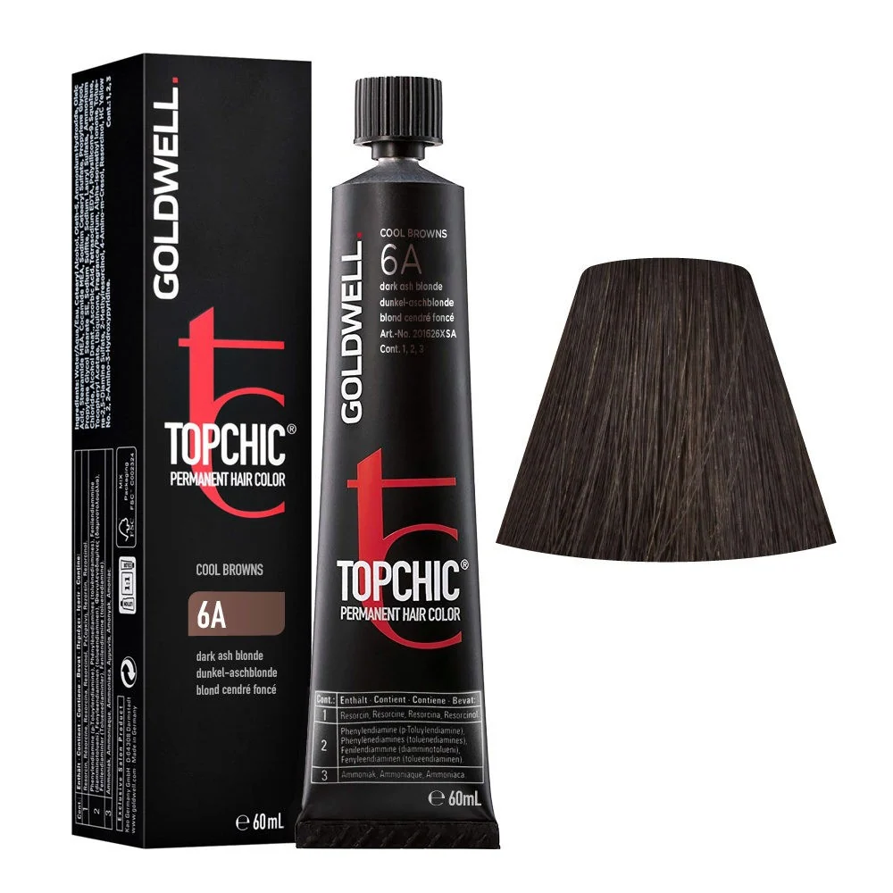 Goldwell - Topchic 6A Rubio Ceniza Negro 60 ml con Estuche de Almacenamiento