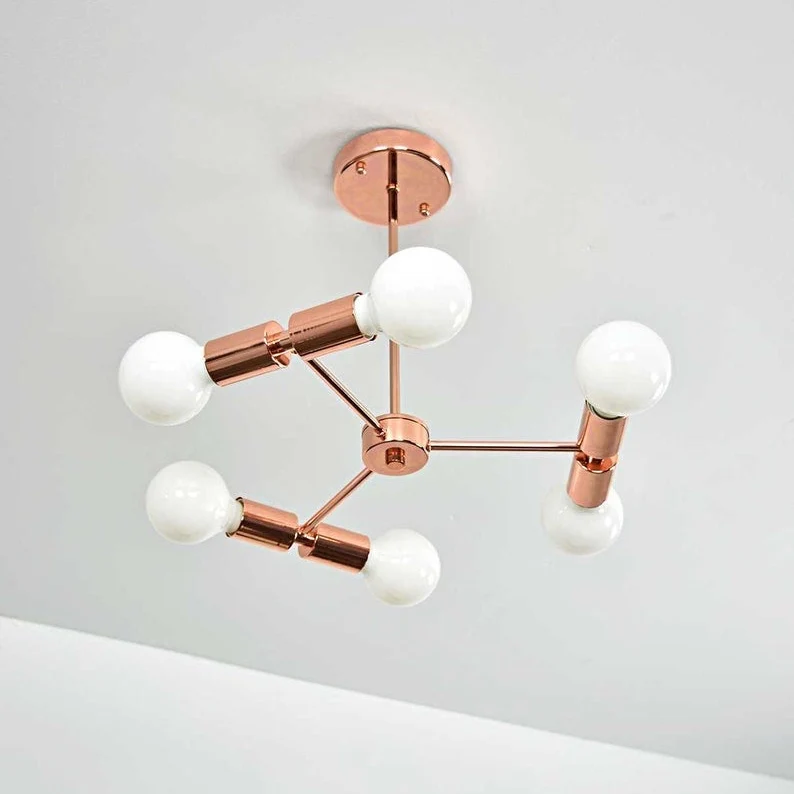 LAMPARA COLGANTE NORDICA DORADO ROSE 6 LUCES ROCIO con Estuche de Almacenamiento