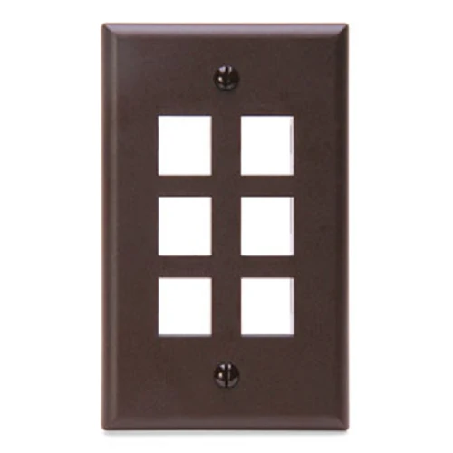 Leviton Single-Gang QUICKPORT 6-Port Wallplate Chocolate 41080-6BP
