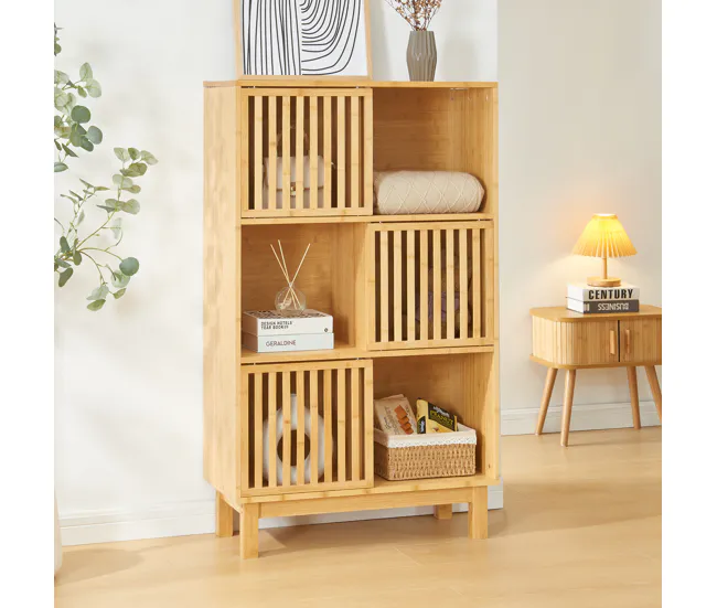Librerí Ypäjä con 6 compartimentos bambú 126x76x33cm - Original
