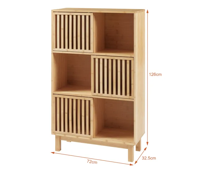 Librerí Ypäjä con 6 compartimentos bambú 126x76x33cm - Original