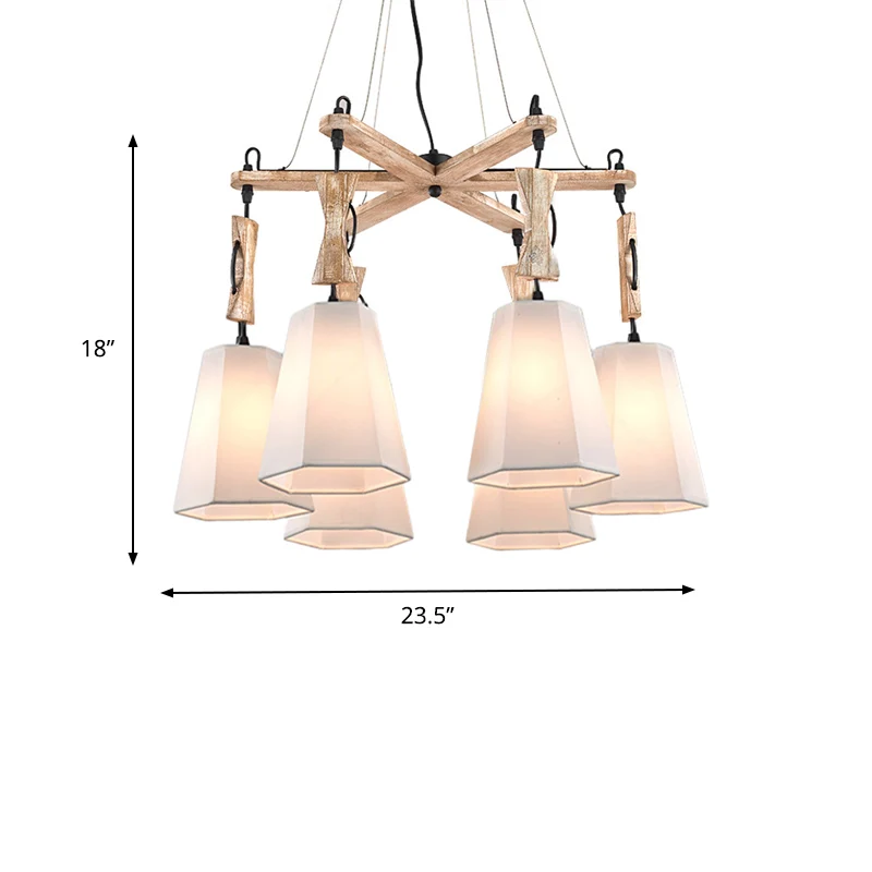 Lámpara de arañ de tela cónica, iluminación colgante clásico para sala de estar con 6 luces, en blanco/negro/lino Lino