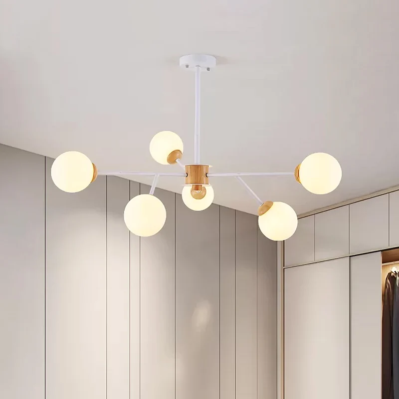 Lámpara colgante con esfera de vidrio lechoso, accesorio de iluminación suspendido contemporáneo de 6/15 cabezas, color bl...